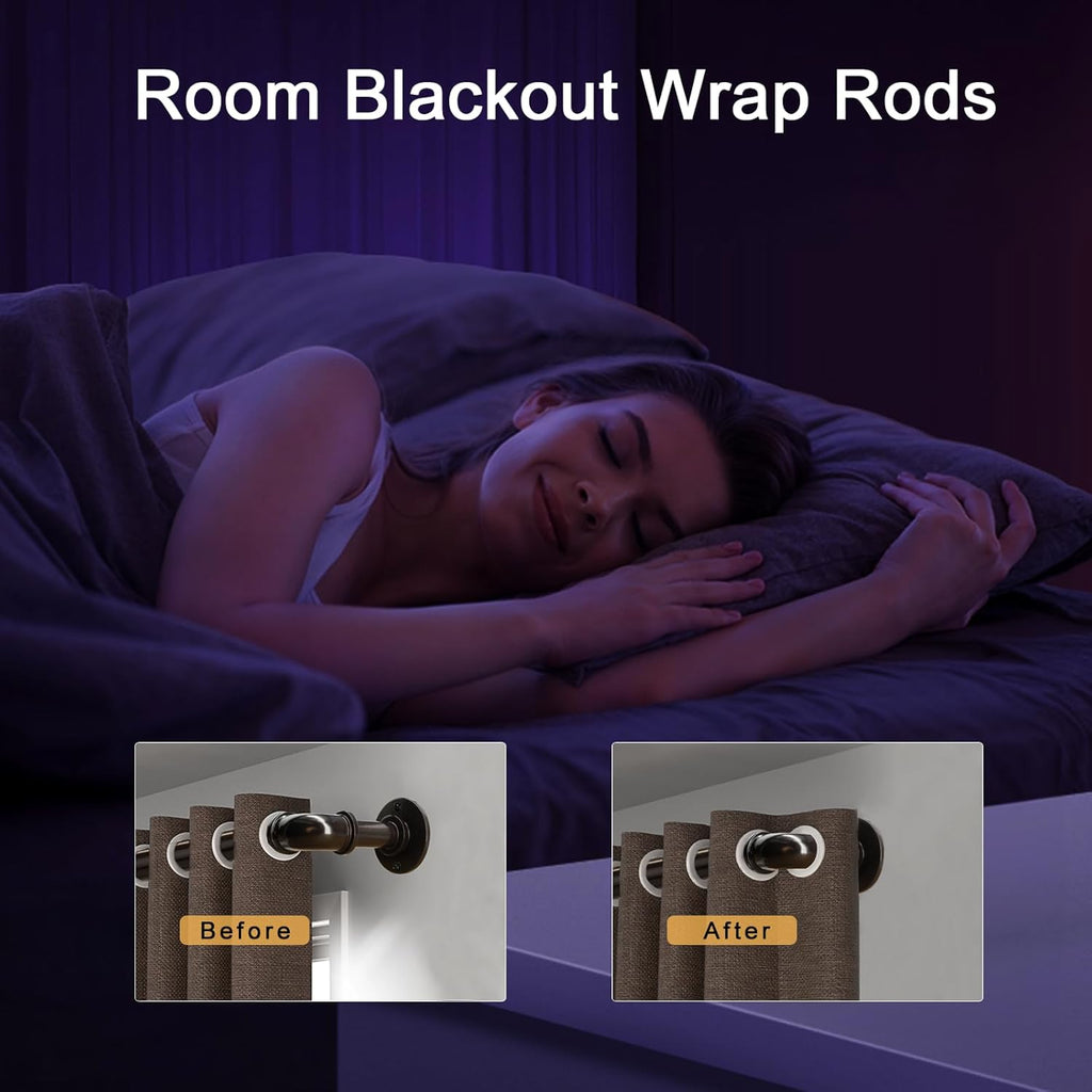 Brown Curtain Rods 18 to 120 Inch, Industrial Curtain Rods,Adjustable Length,1 in Diameter Pipe,Wall or Ceiling Mounted,for Bedroom and Living Room(Antique Bronze 18” to 120”)