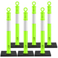 RoadHero 45 Inch Delineator Post with Base, Portable Lime Green Traffic Delineator Posts Cones with Reflective Collars for Parking Lots, Road Safety, Construction Events (6 Pack)