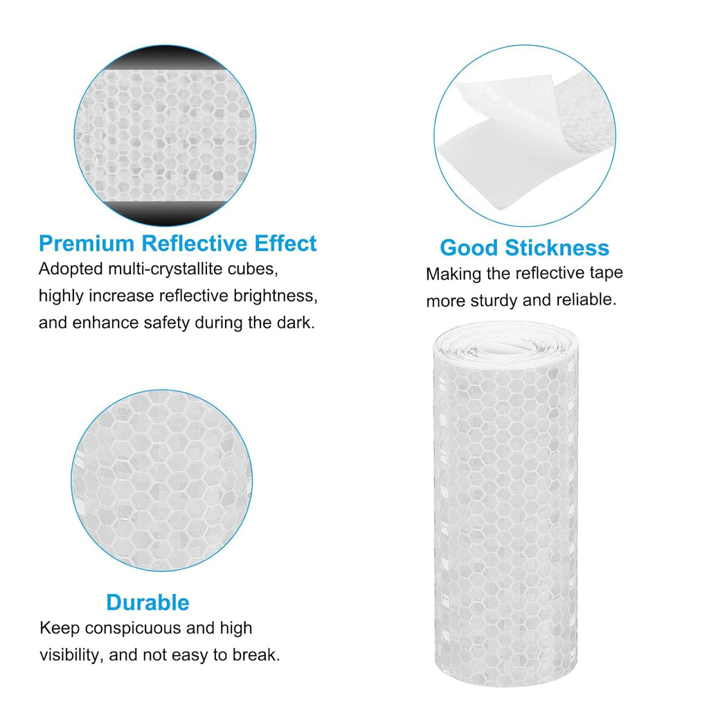 PATIKIL 4 Inch x 10 ft Reflective Tape, 1 Roll Waterproof Self Adhesive High Visibility Caution Warning Safety Tape Reflector with Scraper for Trucks Trailers Cars, White