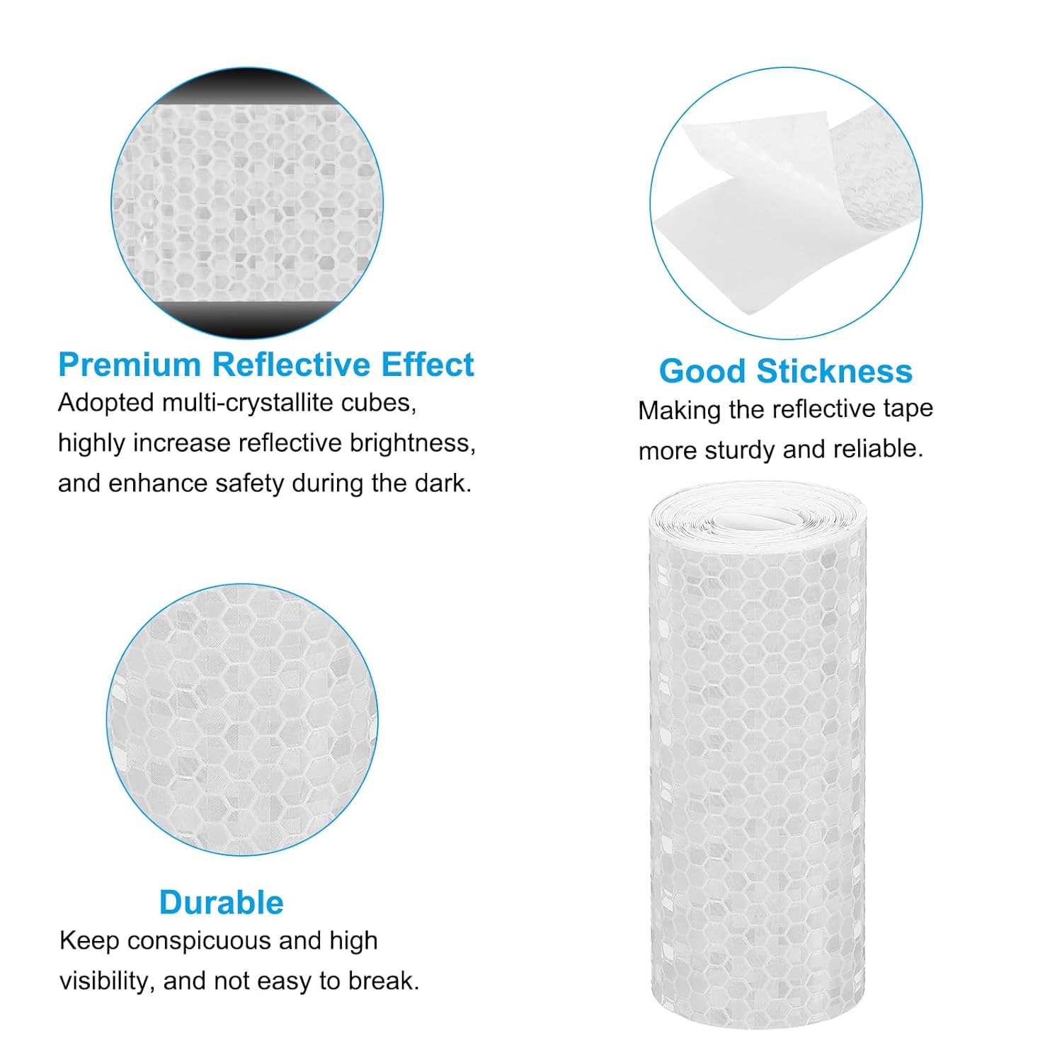 PATIKIL 4 Inch x 10 ft Reflective Tape, 1 Roll Waterproof Self Adhesive High Visibility Caution Warning Safety Tape Reflector with Scraper for Trucks Trailers Cars, White