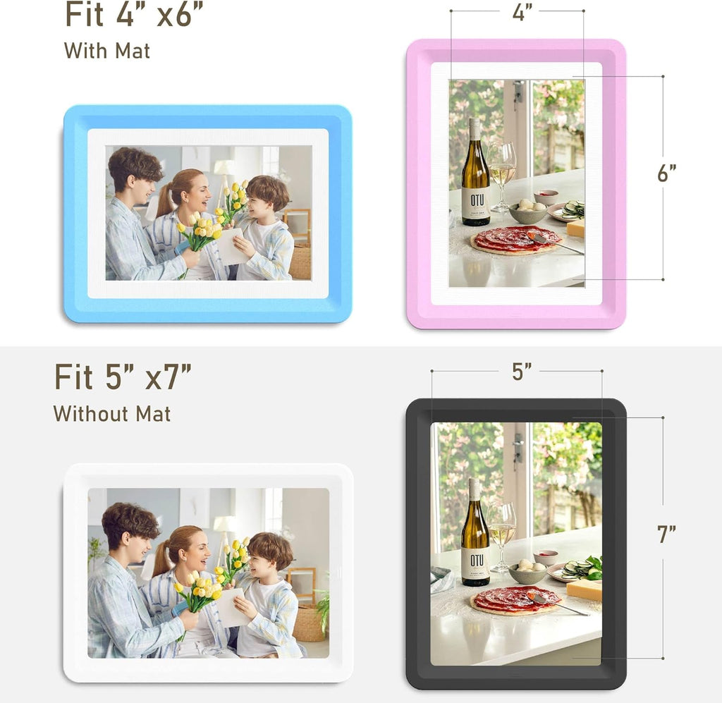 5x7 Picture Frame, Clear Acrylic Photo Frame with White Mat for 4x6 Photos, One-Piece Shatterproof Tool-Free Design, UV-Resistant Waterproof Tabletop Frame for Home Office Decor with 10-Year Warranty