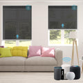SmartWings Motorized Smart Roller Shades in Light Filtering, Electric Blinds with Remote for Windows Compatible with Alexa/Google Home/Homekit, Customized, 1% Openness Aventus Black