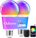 Smart Light Bulbs, Work with Alexa & Google Assistant, 9W LED Light Bulbs Color Changing RGBTW Dimmable, 2.4GHz WiFi Bluetooth Smart Bulb 60W Equivalent, APP Control, A19, E26, 800LM, 2 Packs