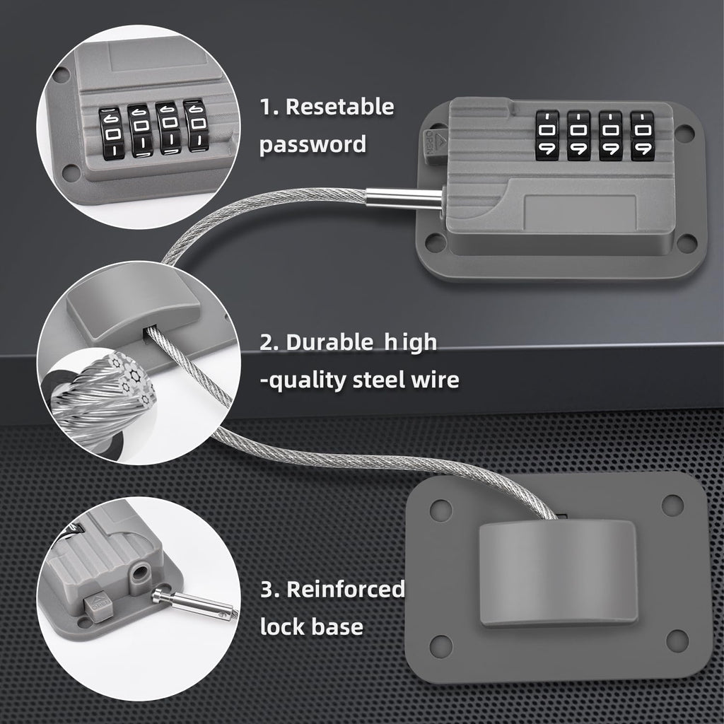 Upgraded Combination Fridge Lock for Child Safety, Keyless Refrigerator & Freezer Lock with Code for Kids, Grey