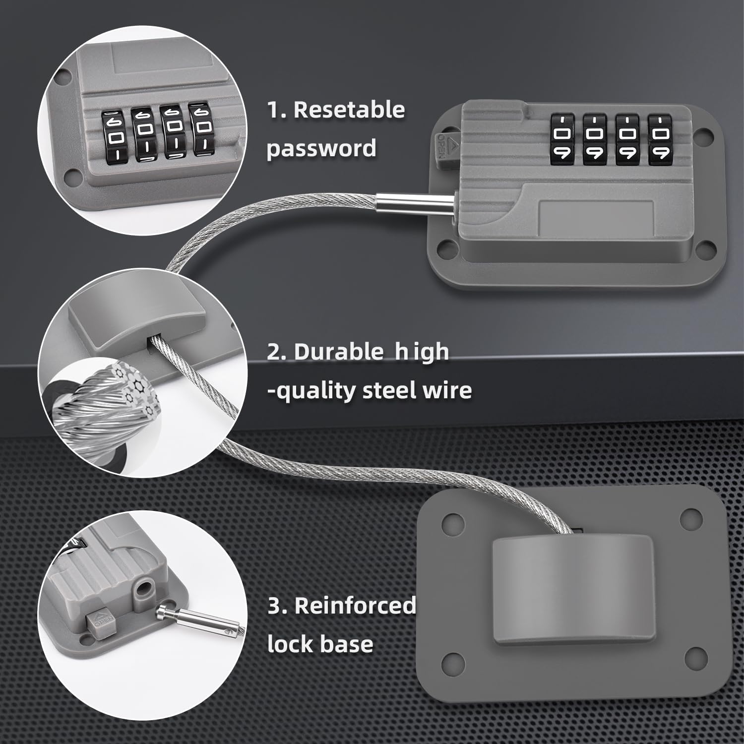 Upgraded Combination Fridge Lock for Child Safety, Keyless Refrigerator & Freezer Lock with Code for Kids, Grey