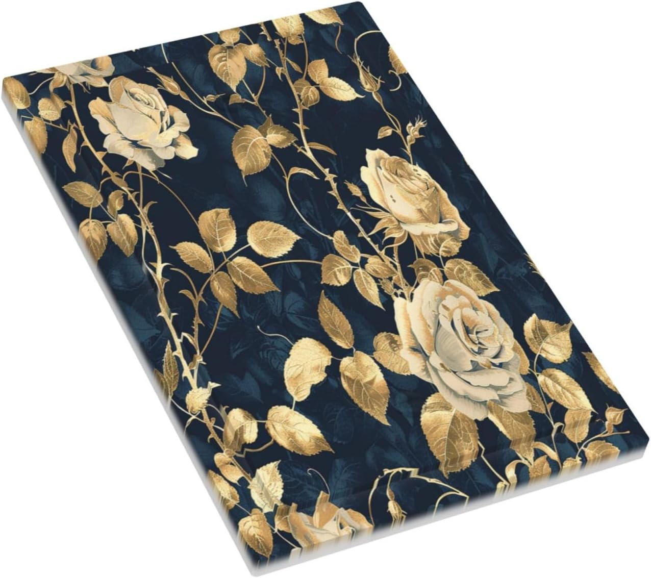 Light Switch Cover Plate Boho Vintage Floral Golden Flower Dark Blue Background 1 Gang No Device Blank Electrical Wall Plates Faceplate Decorative Switch Plate for Bedroom living Room Decor