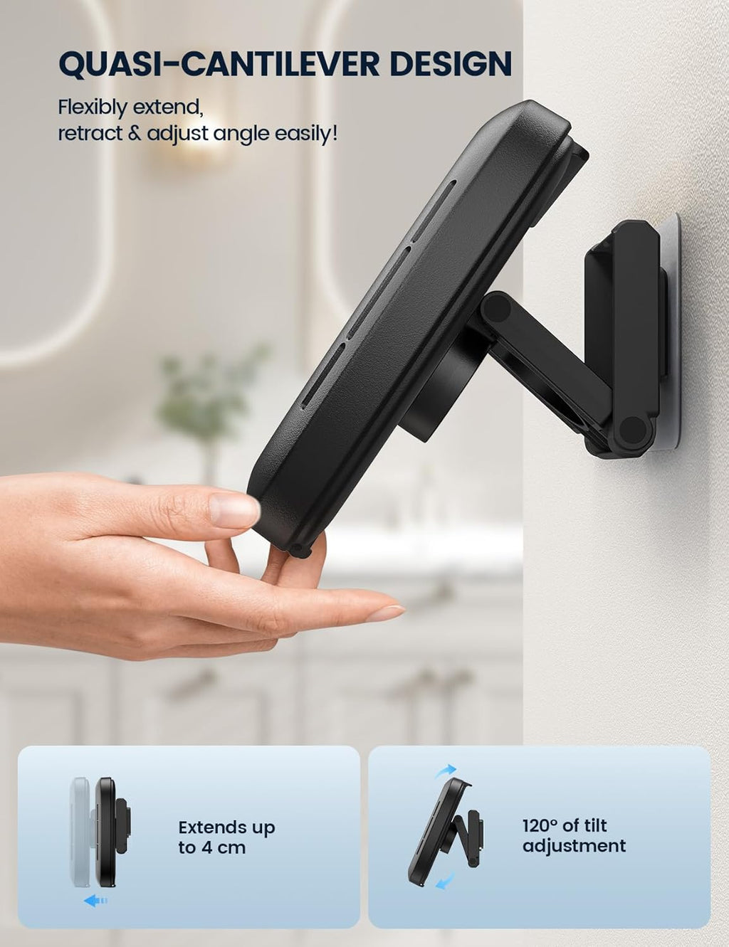 Lamicall Shower Phone Case Holder Waterproof - Bigger Size for More Phone(4"-7"), Clearer Sound Shower Bathroom Bathtub Accessories, IPX6 Waterproof Wall Mount for iPhone 16 Pro Max, S25 Ultra