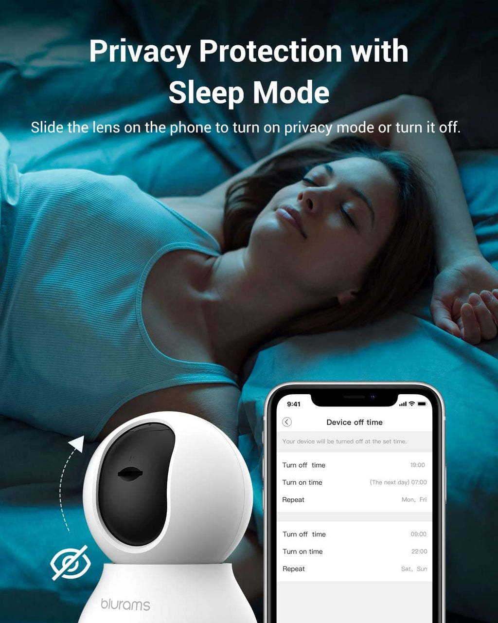 blurams Security Camera 2K, Baby Monitor Dog Camera 360-degree for Home Security (White-2Pack)