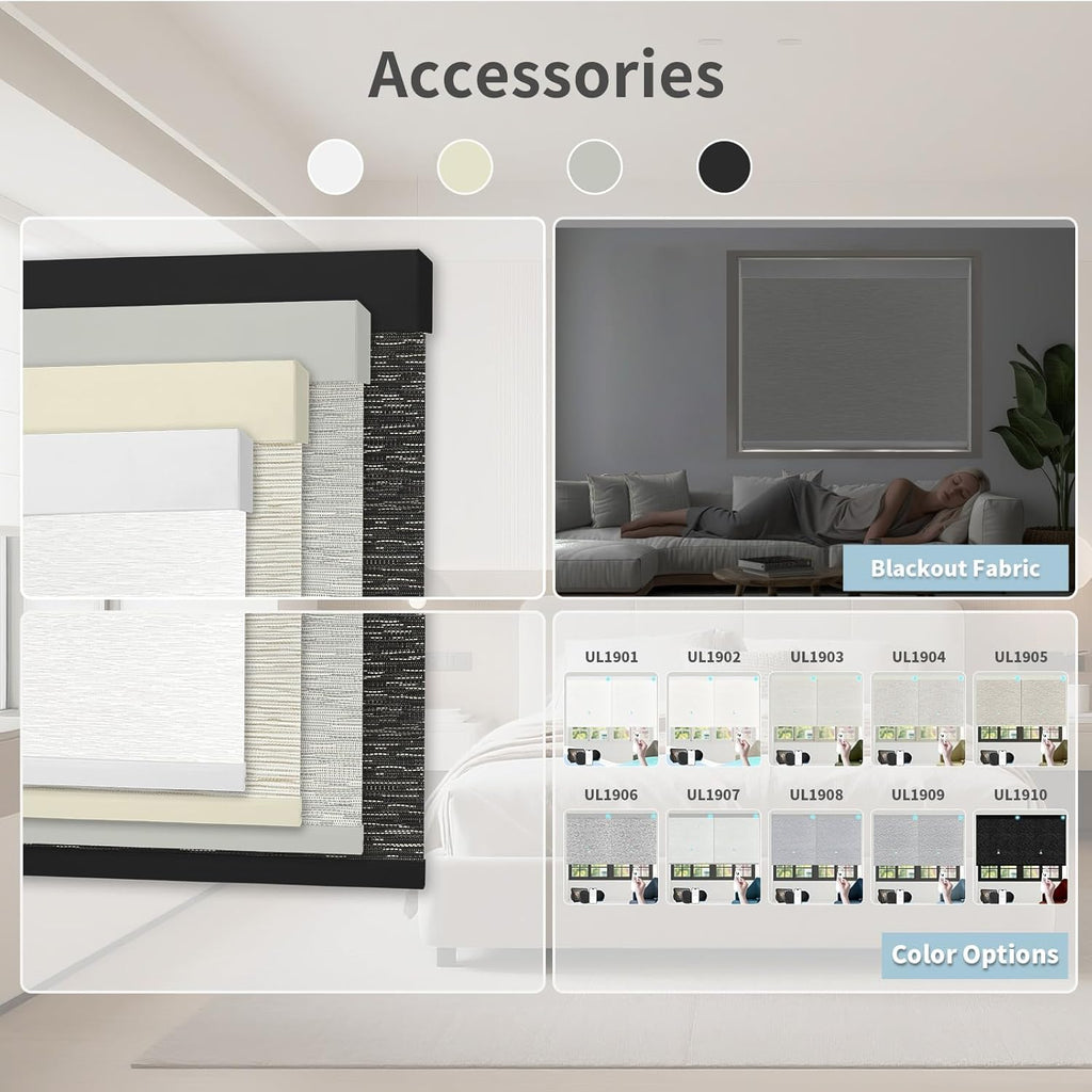 Motorized Blinds with Remote Custom Size Blackout Smart Roller Shades Compatible with Alexa Google, Electric Blinds for Windows