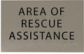 6" X4" Area of Rescue Assistance Sign- Tactile Graphics Grade 2 Braille Text ADA Compliant Sign |ADA Compliant Plastic Signs for Schools, Offices, Businesses, Apartments & Restaurants