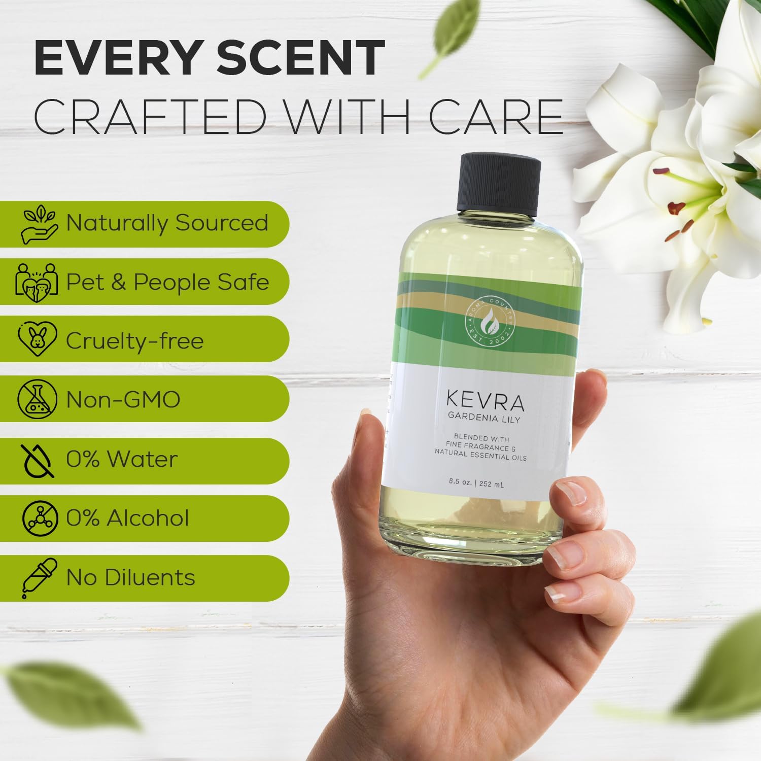 Aroma Country Kevra Diffuser Oil - Luxury Essential Oils for Diffuser Refill & Air Freshener Room Spray - Long-Lasting & Natural Home Fragrance, Garden Lily Scented Oil for Diffusers (8.5 Fl. oz)