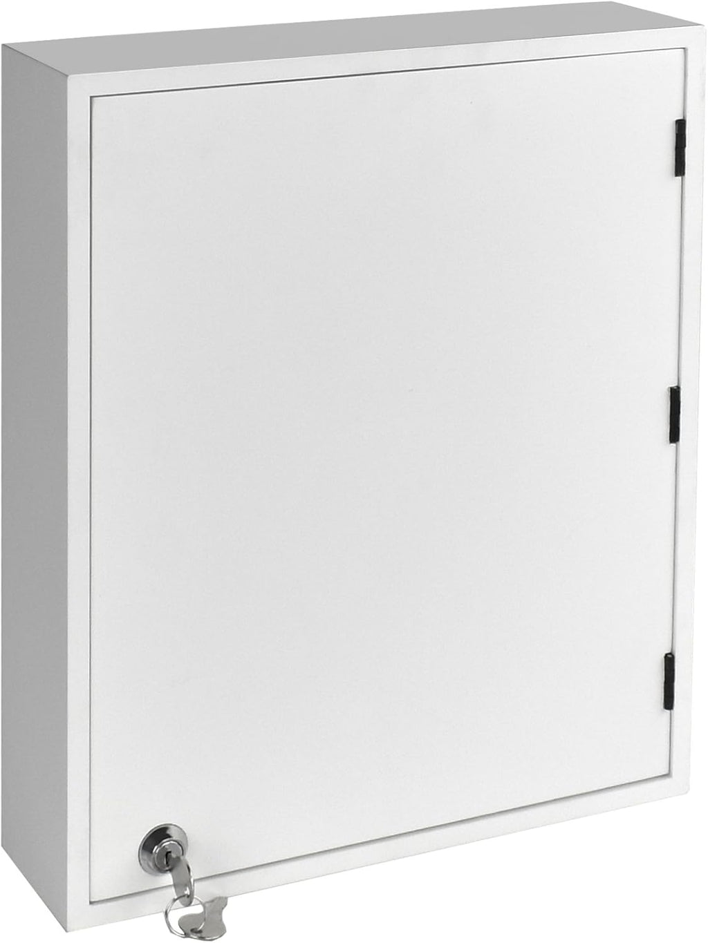 Acrimet 48-Key Cabinet with Lock, Wall Mount Wooden Key Organizer, Security Key Storage Box (48 Positions) with Numbered Hooks & Crystal Key Tags – Commercial & Home Use (White)