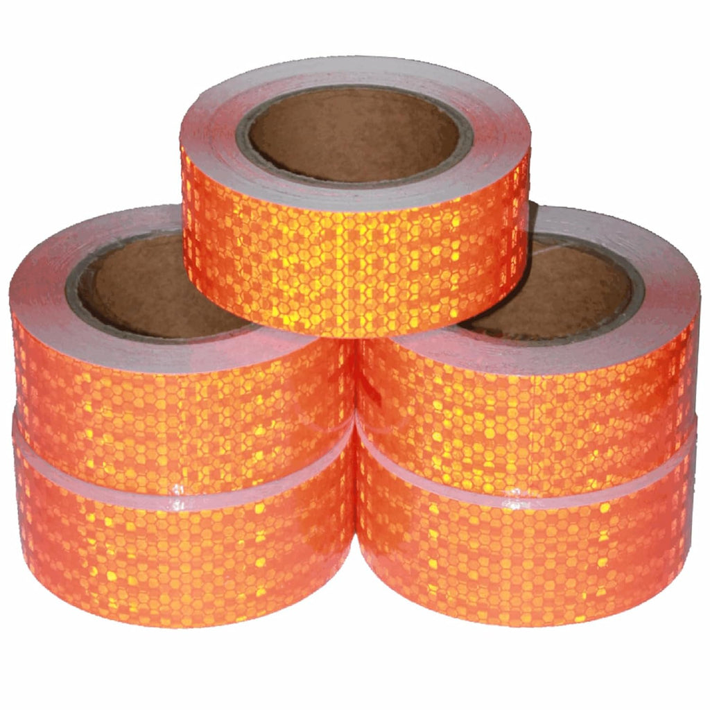 Orange Reflective Tape Outdoor Waterproof 2 inch Wide, High Visibility Industrial Marking Tape, Safety Adhesive Stickers (68 feet,5 Rolls)