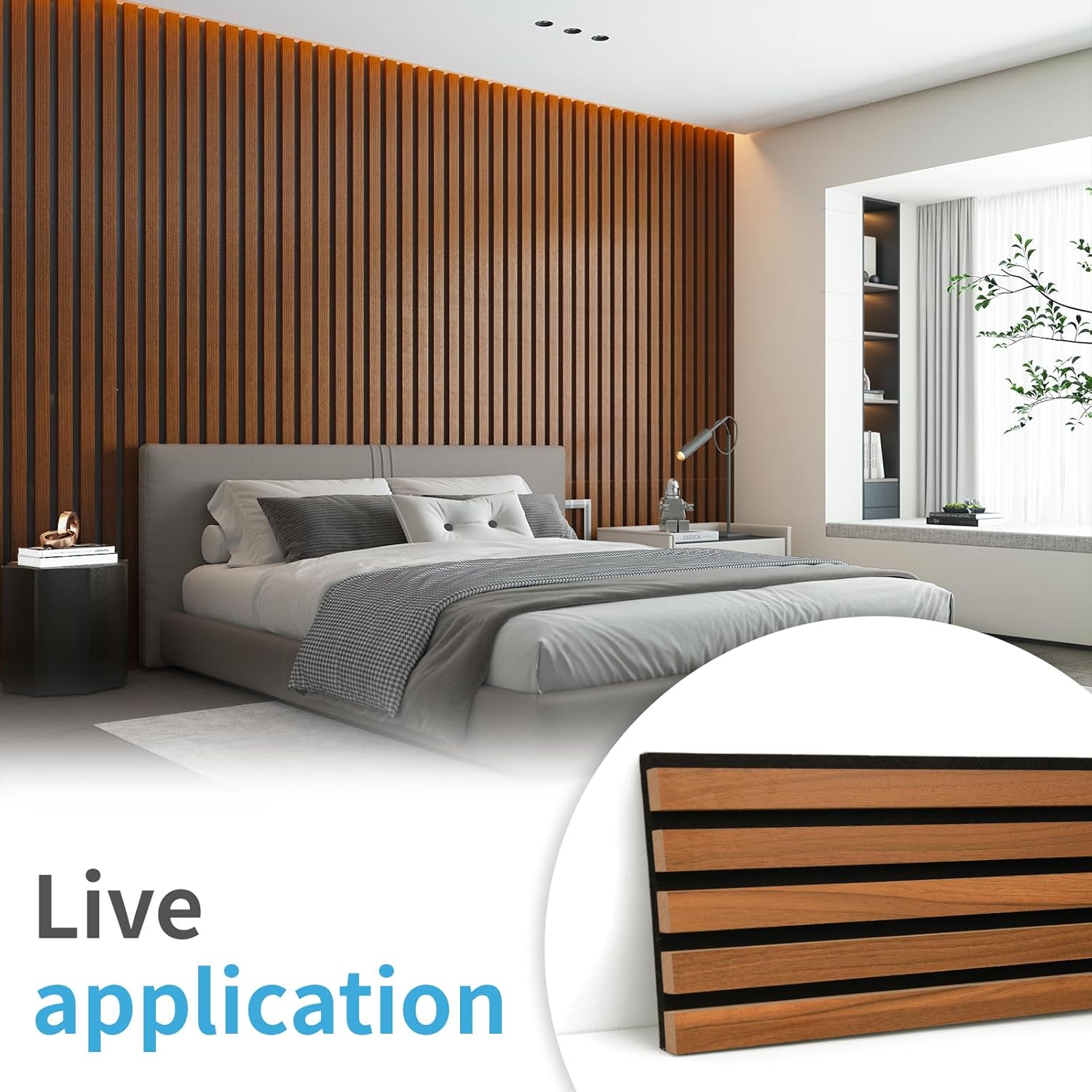 Art3d 4-Pack 94.5 x 7.9 inch Acoustic Wood Slat Wall Panels for Interior Decor, 3D Fluted Sound Absorbing Wood Paneling for Accent Wall Ceiling Kitchen Living Room Bedroom Office, Dark Walnut
