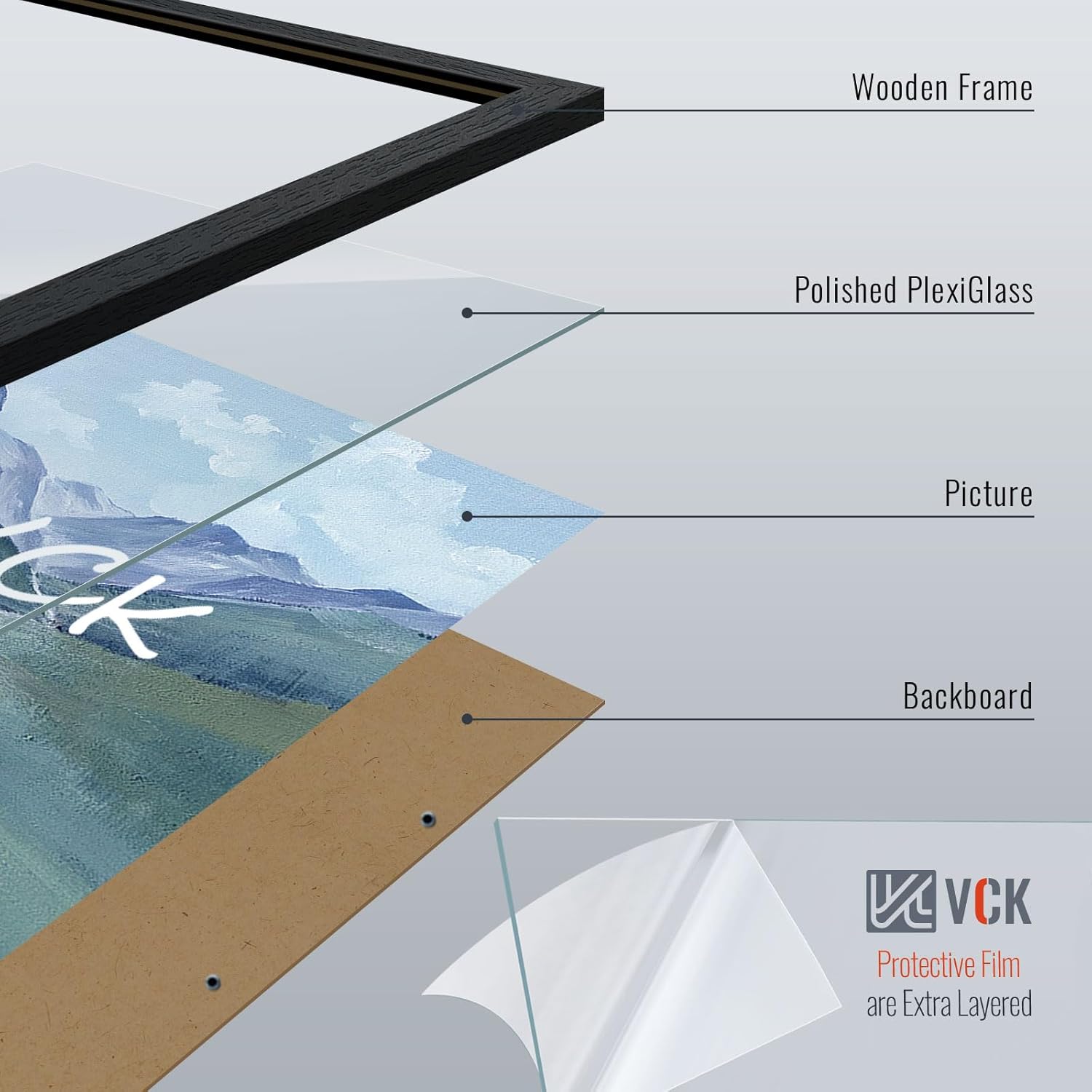 VCK 20x28 Picture Frames Black Set of 6, Wide Border Wood Poster Frame, Multi-Directional Display Family Photos, Office Prints, Studio/Gallery Art, Woodgrain Series, Wall Hanging