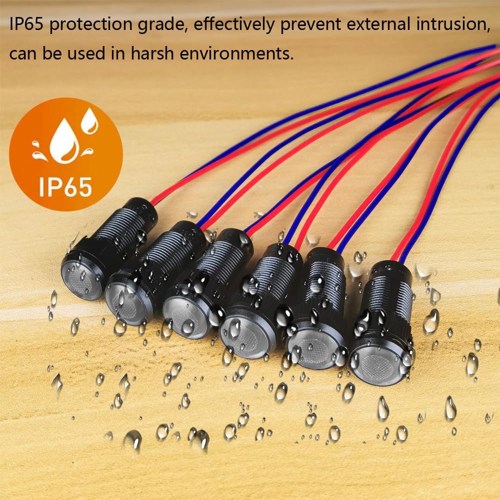 6pcs White LED Indicator Pilot Light 110VAC Mounting Hole Size 10mm(Flame Retardant Plastic Shell)