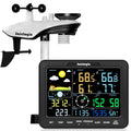 Sainlogic SA68 Home Weather Station with Weather Stations Wireless Indoor Outdoor and Rain Gauge Outdoor for Temperture,Humidity,Forecast,Pressure,Moon Phase,Alarm Clock for Bedroom,Black(No WiFi)