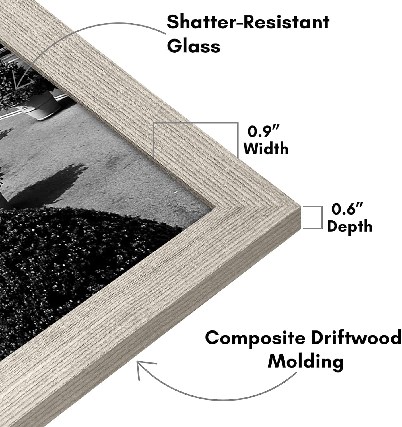 Americanflat 11x17 Picture Frame with Shatter-Resistant Glass - Signature Collection - Gallery-Style Frames Made of Engineered Wood - Photo Frame for Wall Display - Driftwood