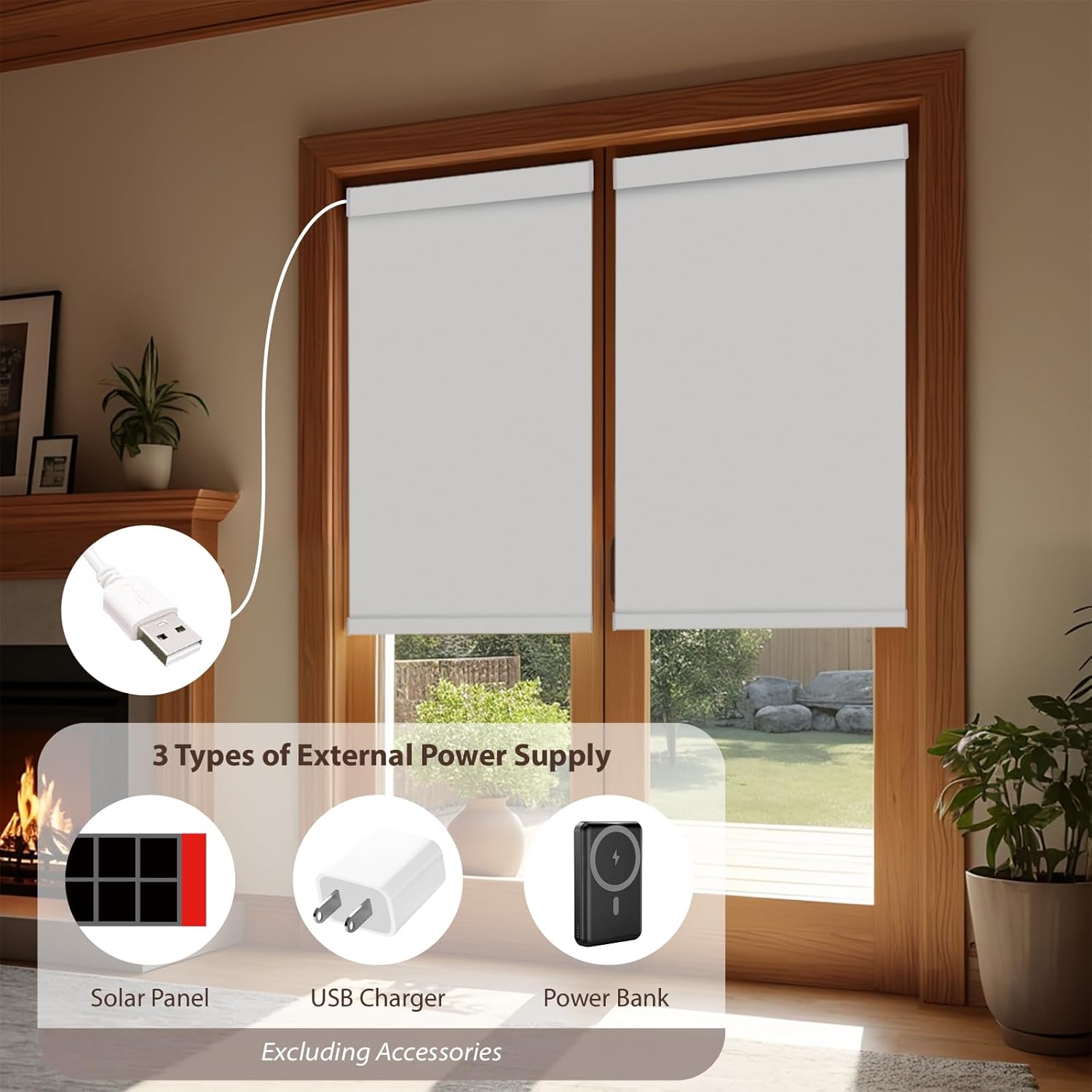 Motorized Roller Blinds with Remote, 100% Blackout Automatic Roller Shades for Bedroom, Bathroom, and Living Room, Customized Size, Warm Beige