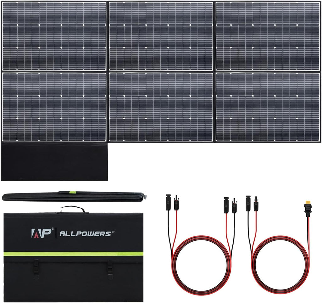 ALLPOWERS SP039 600W Foldable Solar Panel, 24% Efficient IP66 Waterproof for RV Camping Home & 12V Systems, Compact Portable Design（SP039-600W