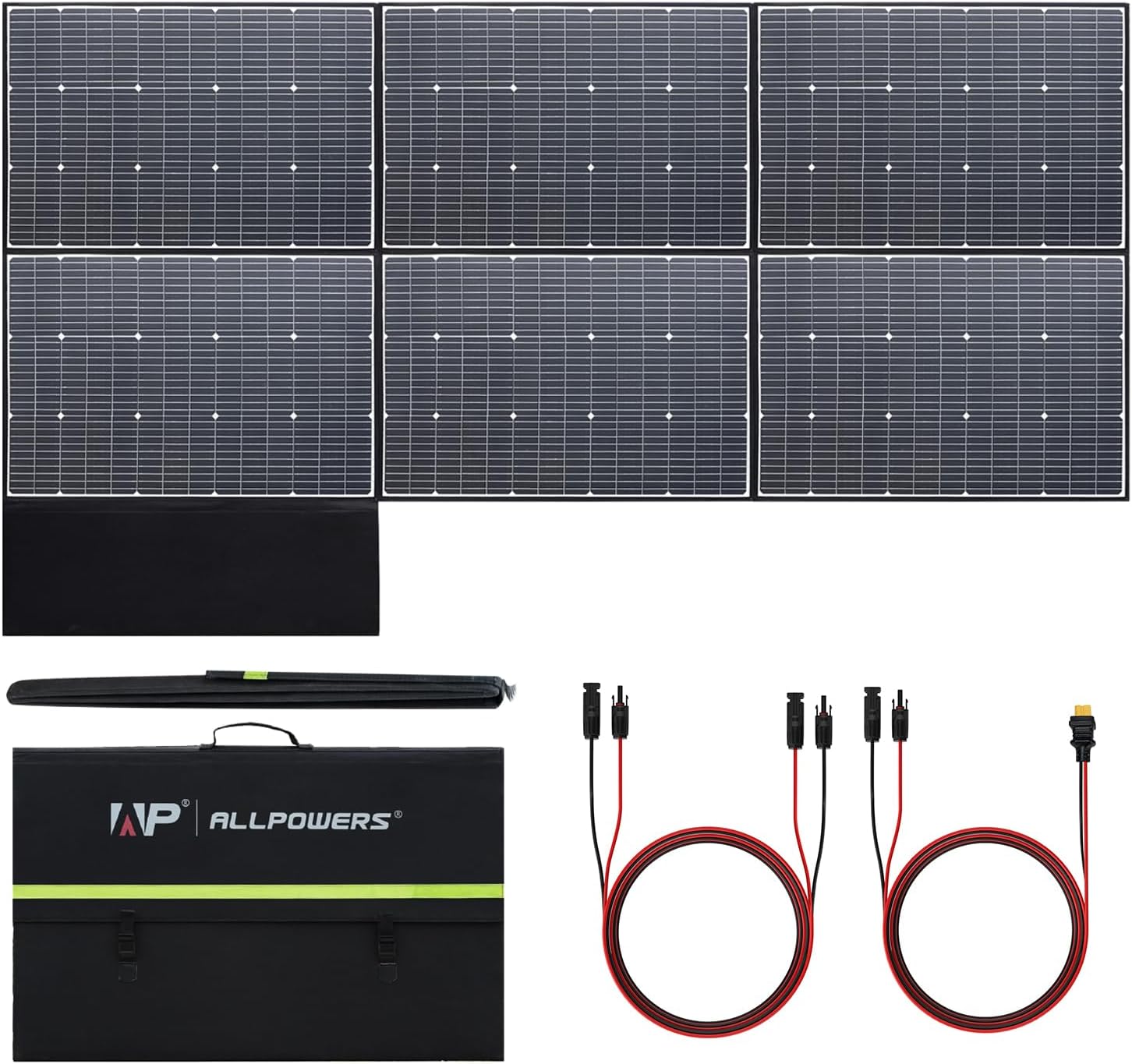 ALLPOWERS SP039 600W Foldable Solar Panel, 24% Efficient IP66 Waterproof for RV Camping Home & 12V Systems, Compact Portable Design（SP039-600W