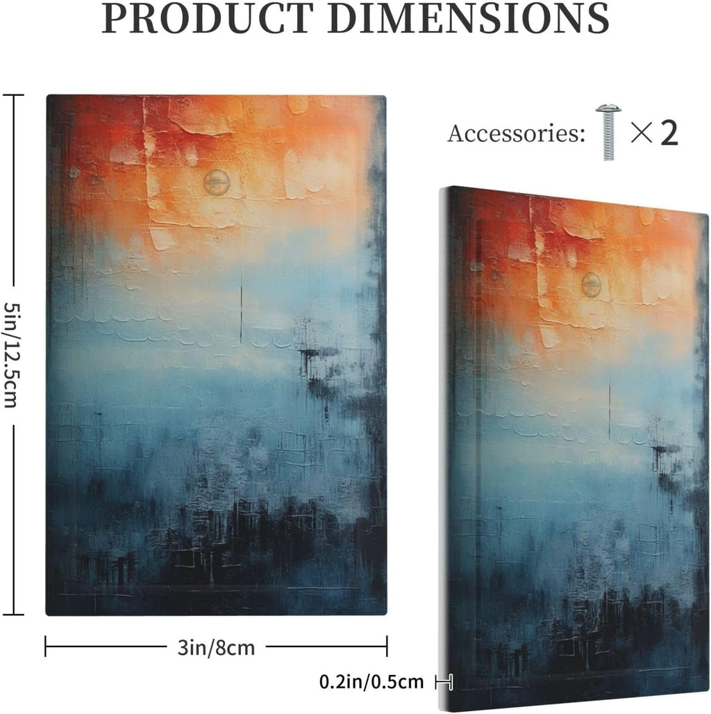 Blue Orange Abstract Modern Minimalist Oil Painting 1-Gang No Device Blank Wallplate Electrical Light Switch Covers Decorative Receptacle Face Plate Cover for Bathroom 5 X 3 IN