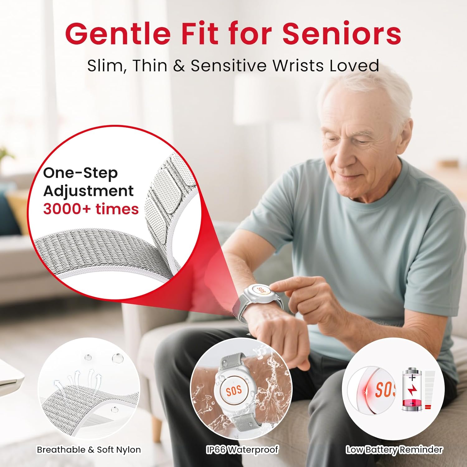 CallToU Caregiver Pager Wireless Call Button Nurse Alert System 500+ Feet for Home/Elderly/Patient/Disabled 1 Plugin Receiver 1 Waterproof Transmitter 1 Watch Transmitter