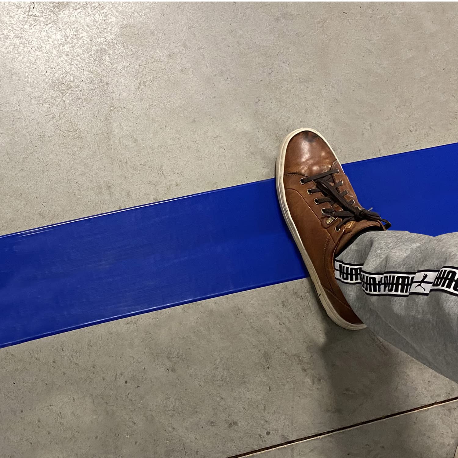 SmartSign Blue 4 inch x 100 feet Floor Marking Tape, 32 mil Vinyl Floor Tape, Superior Mark Industrial Use Safety Tape with Beveled Edges, Strong Adhesive, for Gym/Warehouse/Courts