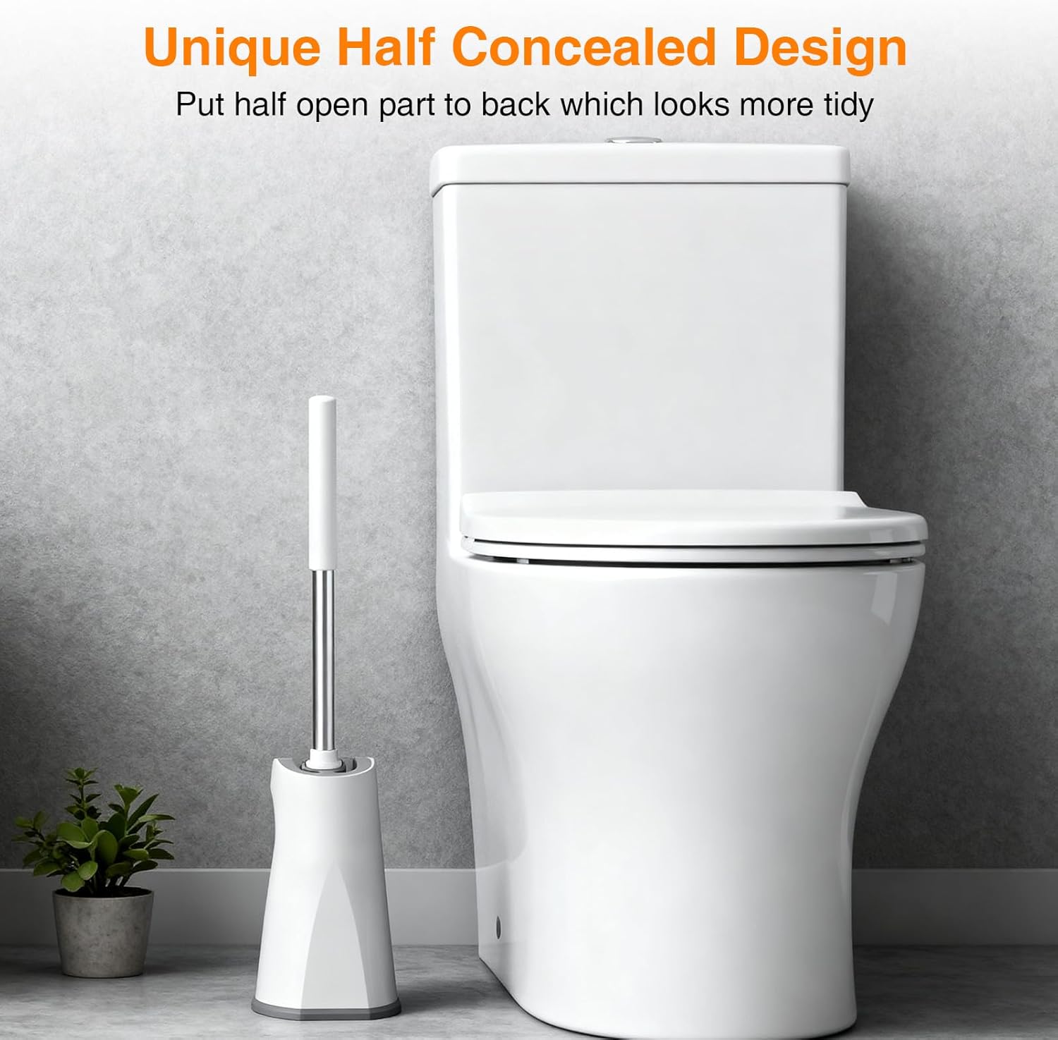 Lefree Toilet Brush and Holder Set, Bathroom Cleaner Brush Set, Curved Design, Non-Slip Handle Toilet Bowl Brush with Curved Bristle for Dead Corner Clean, RV Bathroom Accessories Toilet Scrubber