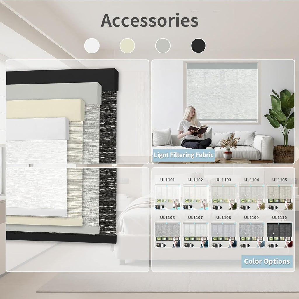 Motorized Blinds with Remote Custom Size Blackout Smart Roller Shades Compatible with Alexa Google, Electric Blinds for Windows