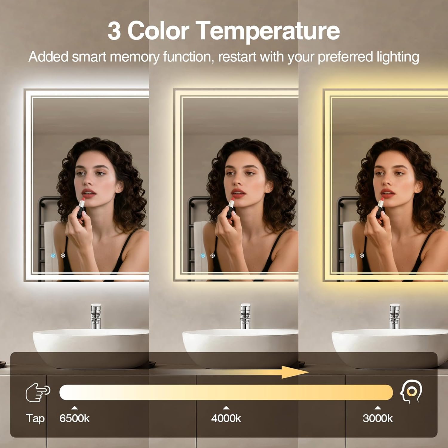 28"x 36" LED Bathroom Mirror with Anti-Fog, Dimmable Backlit + Front Lit, LED Bathroom Vanity Mirror for Wall, Memory Function, Shatter-Proof Glass, ETL Listed(NHYJ7922D)