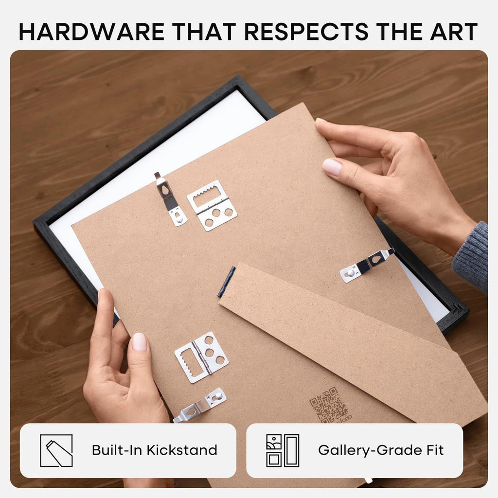 Homeforia 8x8 Picture Frame Black Wood, High-End Oak 8 x 8 Square Frames with Mat 6 by 6 inch Photo, 8x8 Wooden Frame Matted to 6x6 Art, 8by8 Wall or Tabletop Frame, Tempered Glass, Wall Kit, Set of 2