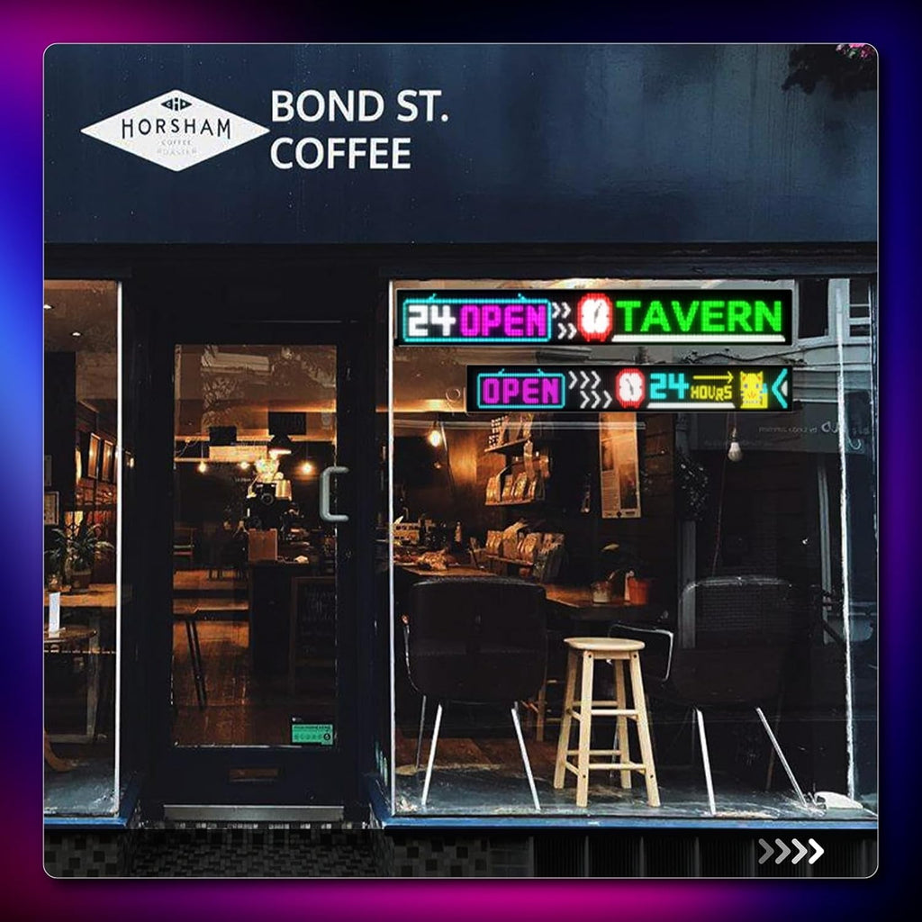 Large Programmable LED Sign, P5 Resolution Indoor Store LED Sign, Bluetooth APP, for Business Retail Shop Window Display (32"x 6")