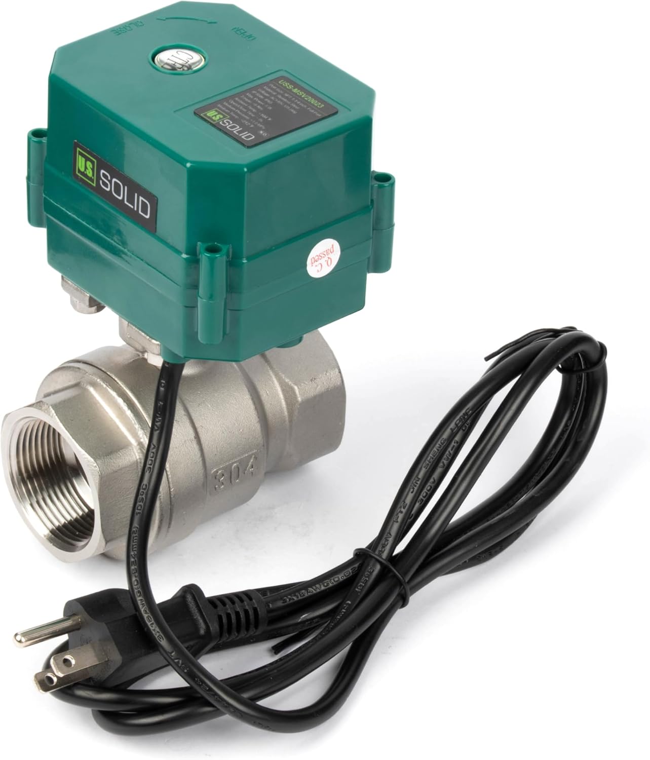 U.S. Solid 1-1/4" Motorized Ball Valve with US Plug 110VAC Stainless Steel Electrical Ball Valve,Auto Return, Normally Open