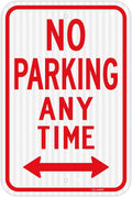 T&R Large No Parking Anytime Signs, 18" x 12" Engineer Grade Reflective Sheeting, Rust Free Aluminum, Weather Resistant, Waterproof, Fade Resistant, 2 Pre-drilled Holes