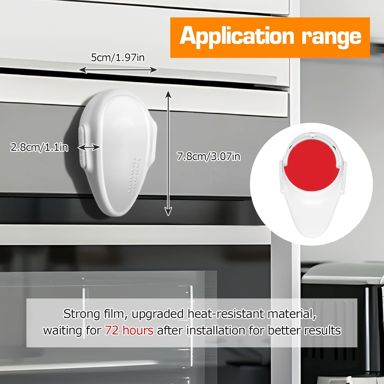 Oven Lock Child Safety (2 Pack), Cabinet Locks Baby Proofing, Baby and Child Proof Locks for Drawer Oven Stove Door, Upgrade Heat-Resistant Material, Easy to Install, No Toolf Need - White