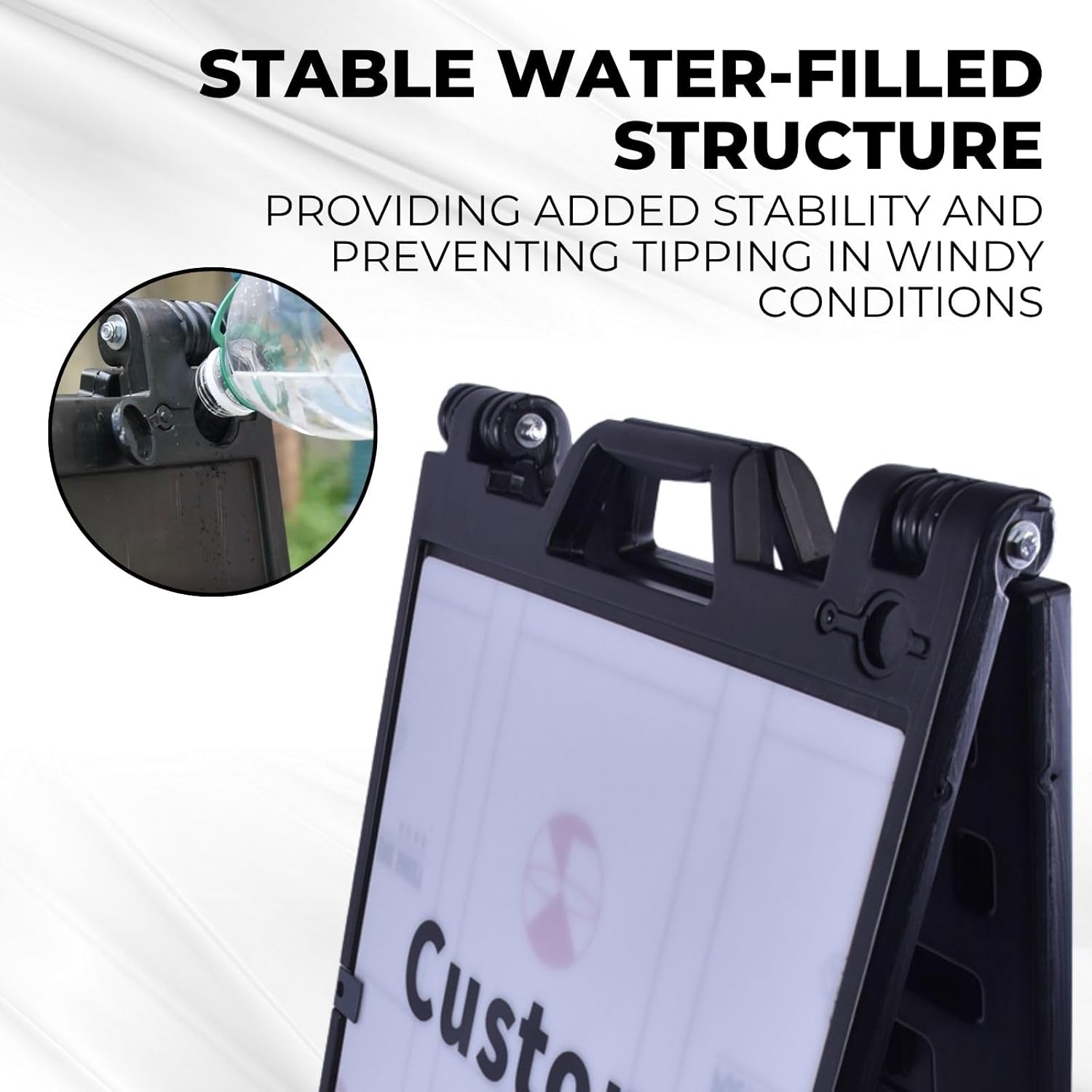 Outdoor A-Frame Sandwich Sign Board, 24"x36" Water-Filled, Double-Sided Customizable Panel for Outdoor Advertising