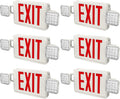 6 Packs Red Exit Sign with Emergency Lights, LED Emergency Exit Light with Battery Backup, UL Listed, AC 120/277V, Commercial Emergency Lights Combo for Business/Home.