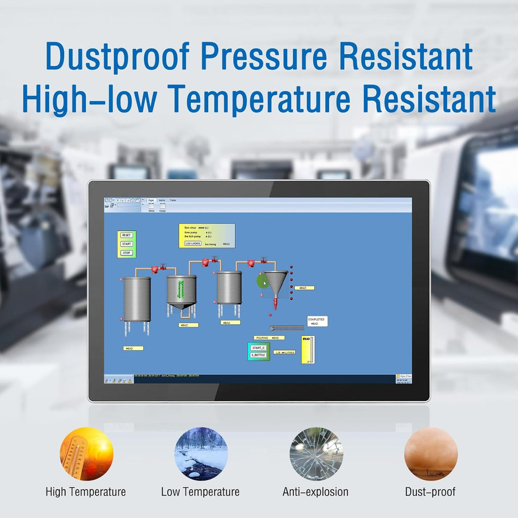 GreenTouch 10.1 Inch Industrial Embedded Interactive Touchscreen Monitor, Capacitive Multi-Touch Screen Display with Front IP65 Water-Proof - 1280 x 800 Resolution