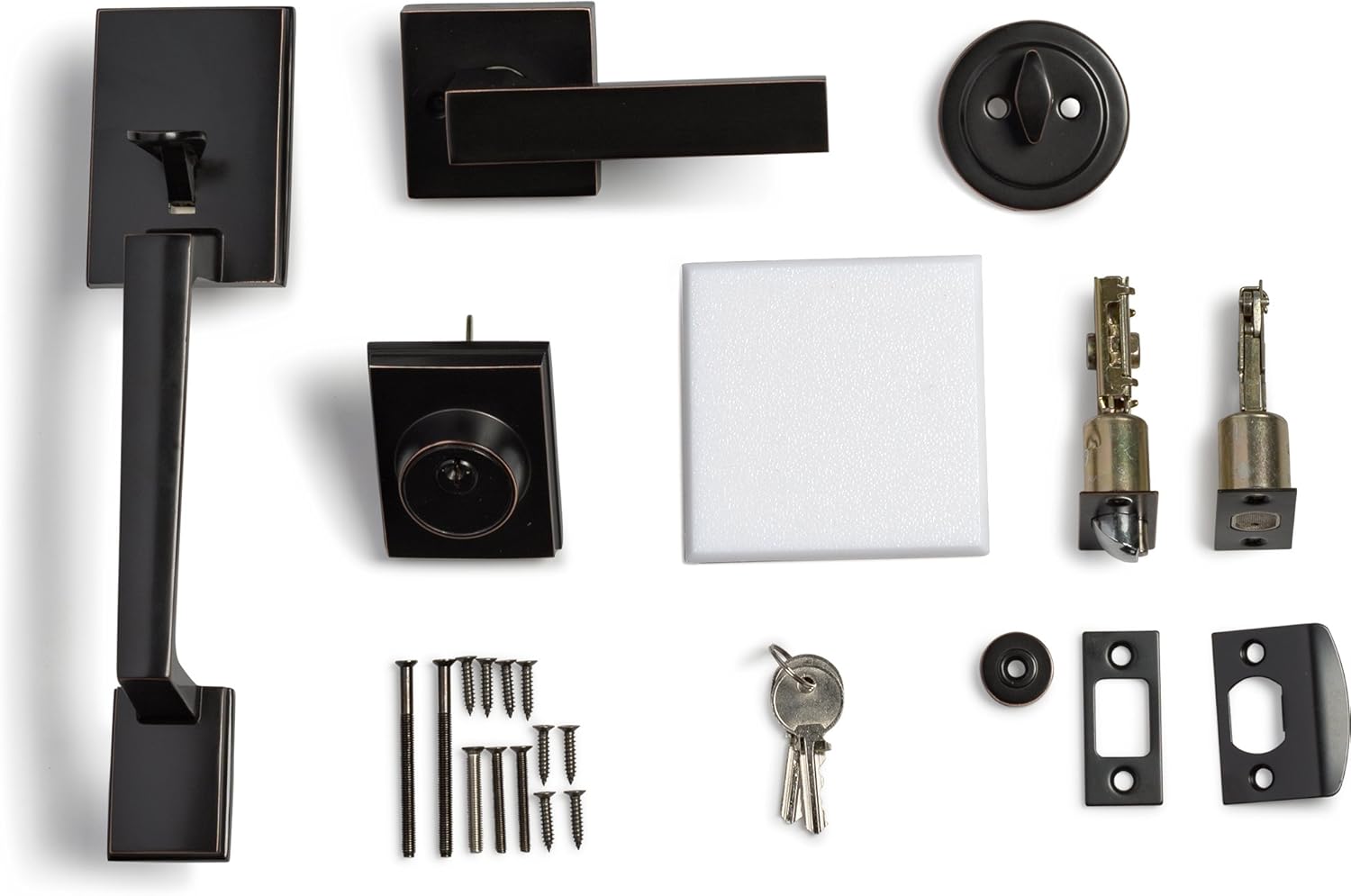 Berlin Modisch Single Cylinder HandleSet with Lever Door Handle (for Entrance and Front Door) Reversible for Right and Left Handed and a Single Cylinder deadbolt Handle Set Oil Rubbed Bronze Finish