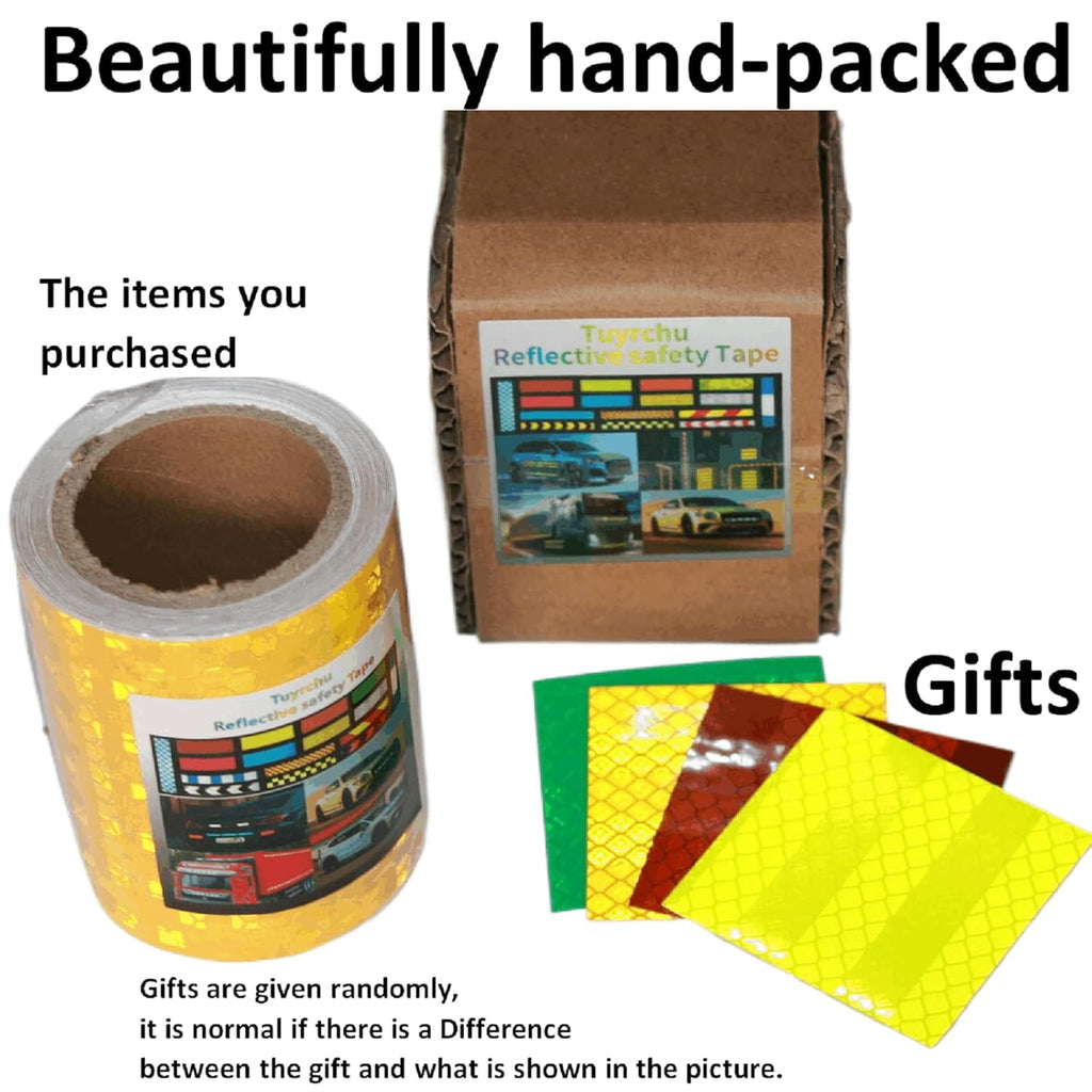 Yellow Reflective Tape 3 inch, Outdoor Waterproof High Visibility Warning Industrial Marking Tape, Safety Stickers (11 feet)