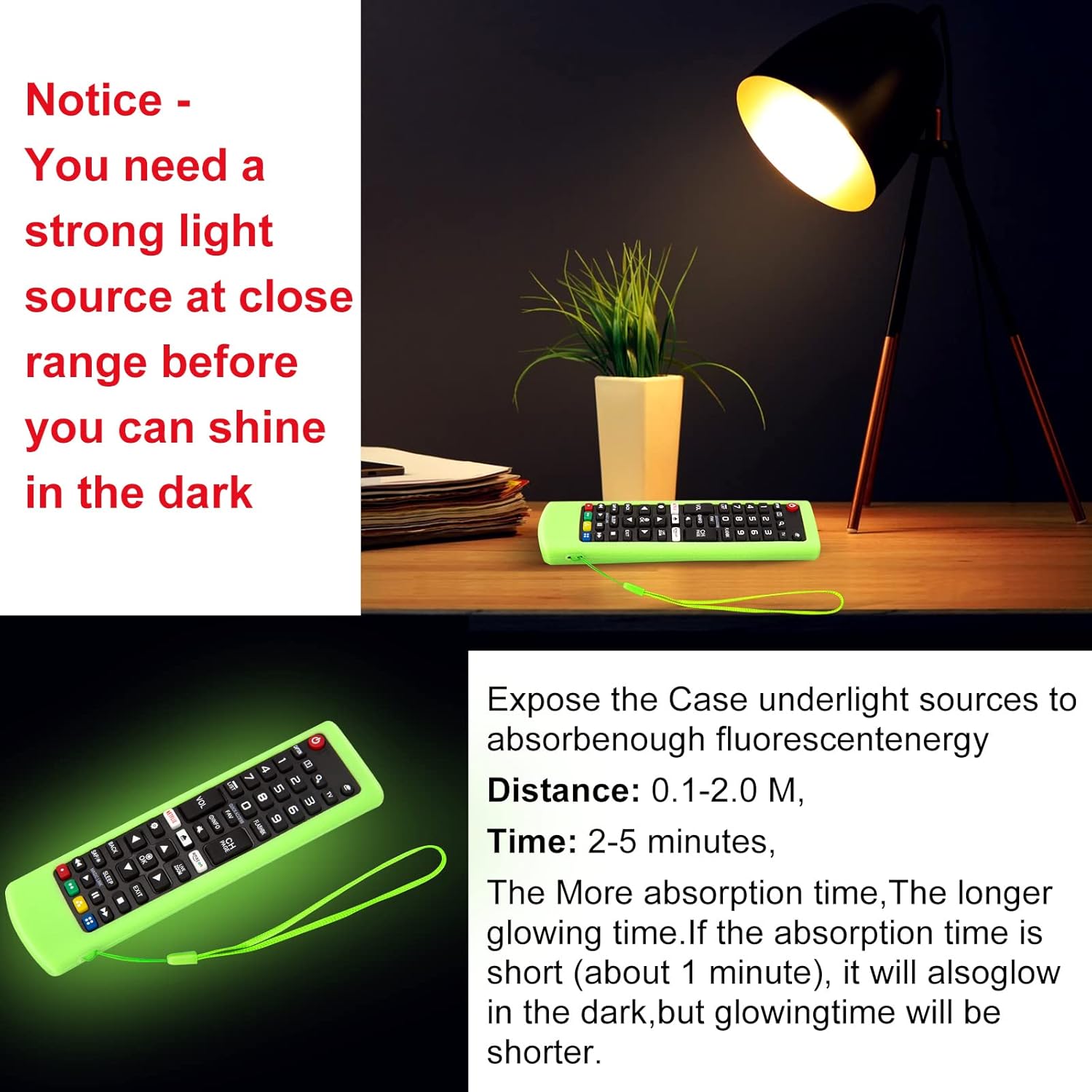 Silicone Protective Case for LG-TV-Remote Glow in The Dark, Remote Cover for LG Smart TV AKB75095307 AKB75375604 AKB74915305(Luminous Green + Blue)【2 Pack】