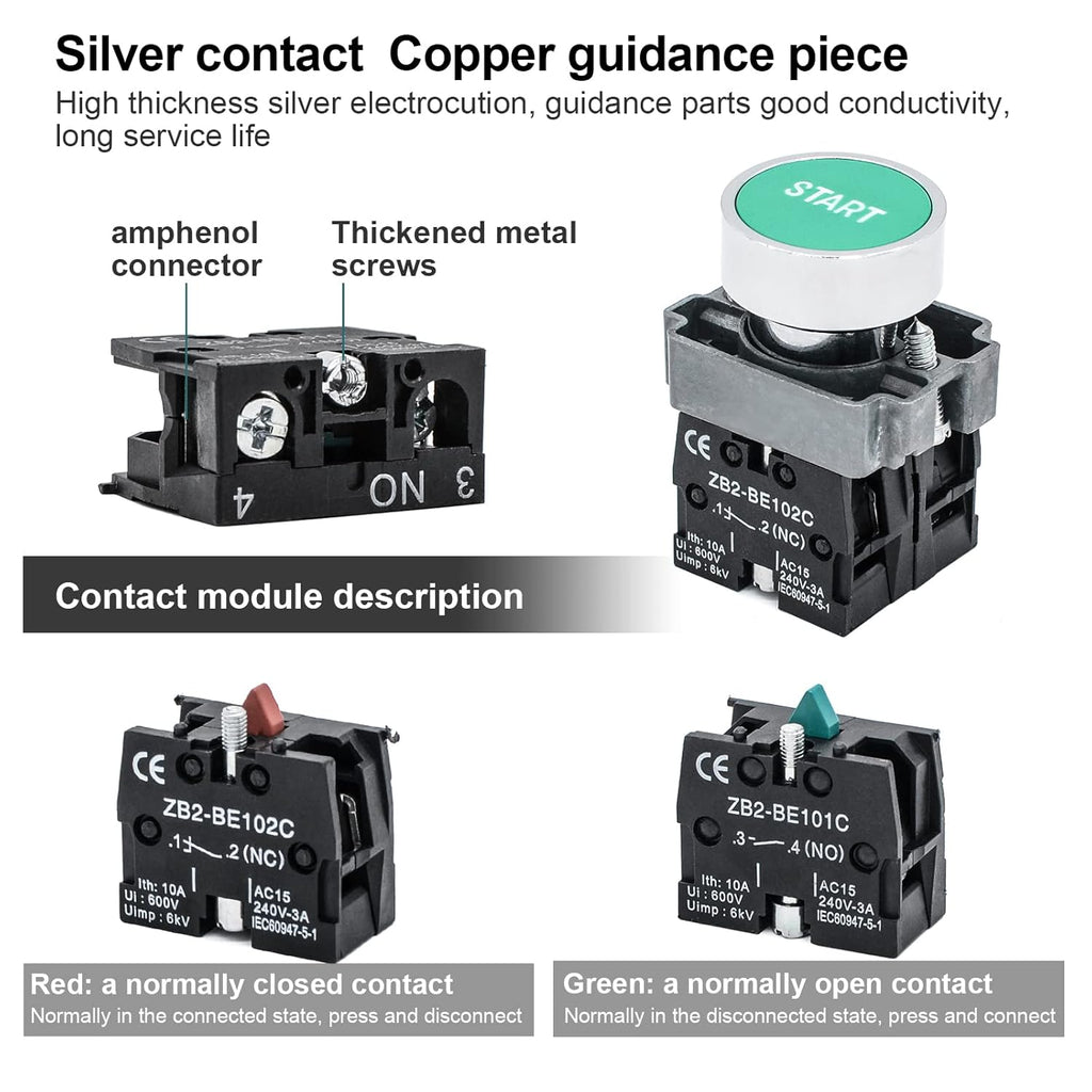 IP67 Outdoor Waterproof Box 2 Push Button (Letter) Emergency Stop Button Momentary Push Button Button with Protective Cover Anti-misoperation Switch(AC/DC 6A-110V/3A-240V/2.5A-380V)