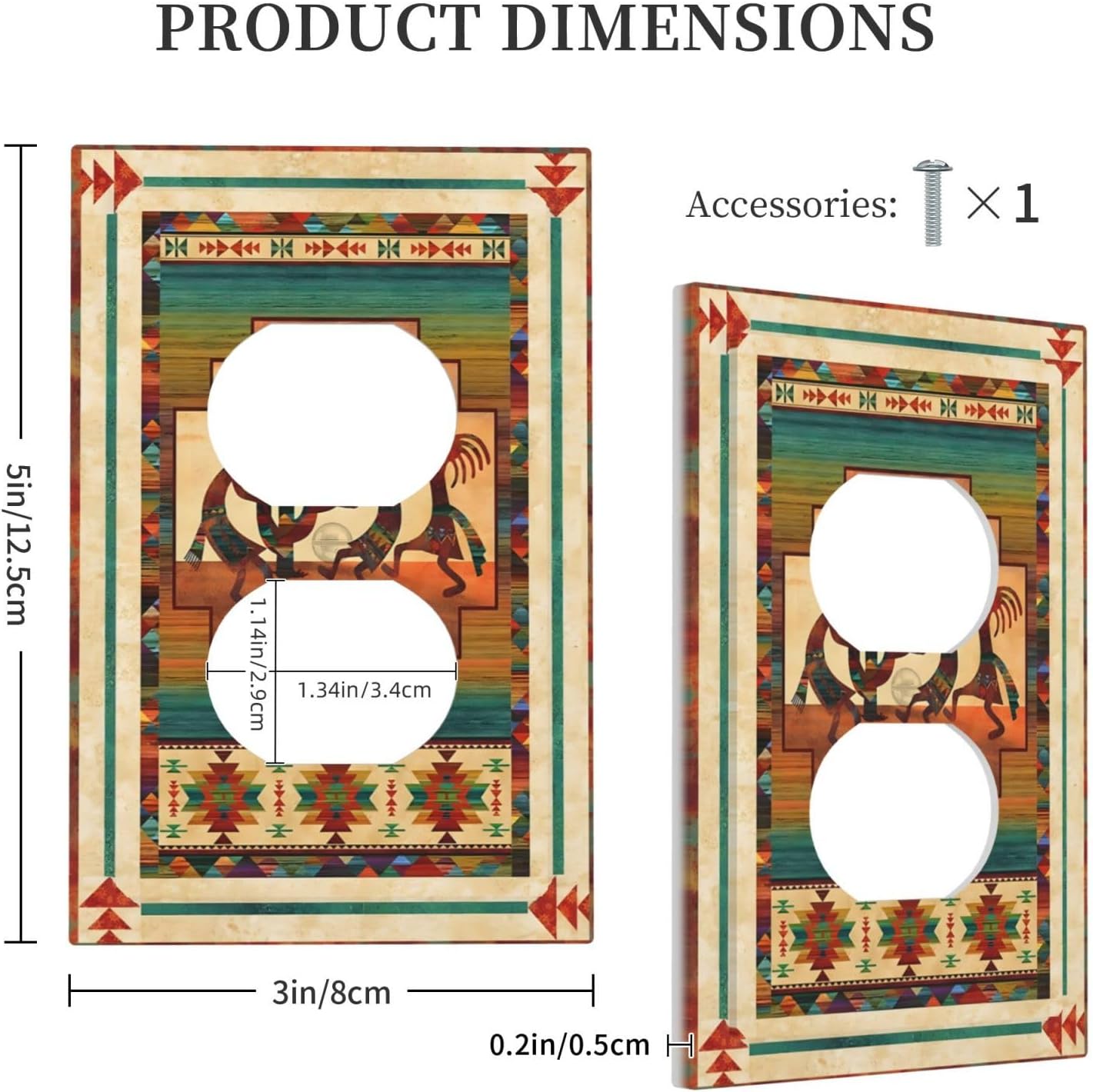 Decorative Outlet Covers Native American African Afro 1 Gang Duplex Light Switch Cover Plate Unique Wall Plate Electrical Switch Plate Covers for Home Bedroom Decor（2 Pack）