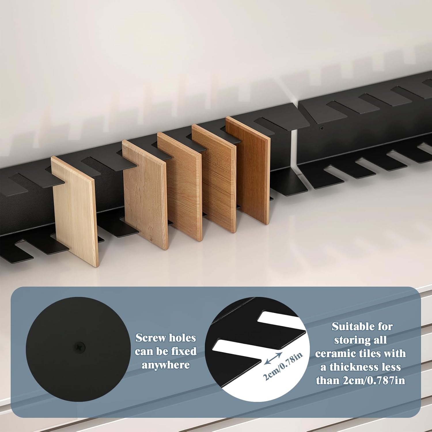 Small Tile Display Rack, Wall Mounted Tile Sample Storage Rack for Retail Stores, 9 Slots Tile Sample Storage Organizer for Wall, Floor Tiles Sample Holder for Trade Show Display