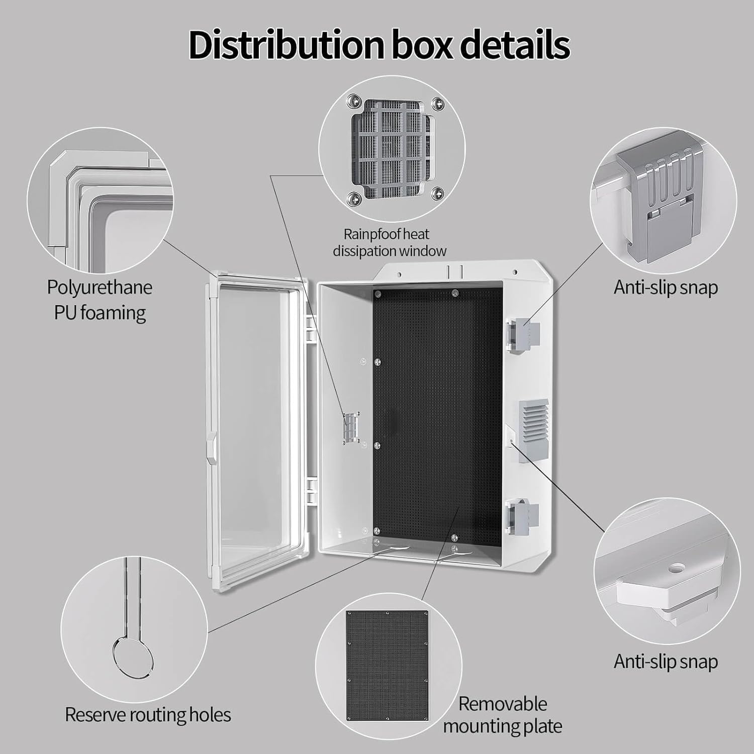 Outdoor Electrical Junction Box, ABS Water Resistant Enclosure with Internal Mounting Panel & Hinged Cover (13" H* 9.2" L* 5.6" W)