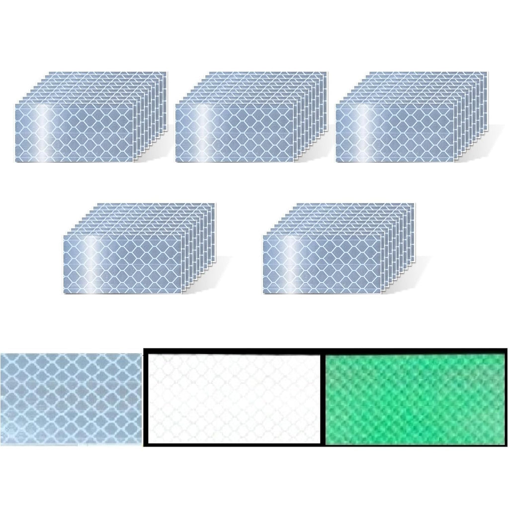 Glow in The Dark Reflective Stickers 1 inch X 2 inch for Truckskes, Warning Strong Safety Adhesive Reflective Strips (50 Pcs)