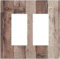 Decorative Outlet Covers Retro Wood Brown Farmhouse Barn Wooden 2 Gang Double GFCI Rocker Electrical Wall Panels Light Switch Cover Plate for Farmhouse Cabin Decor