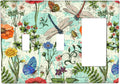Dragonflies Flowers Butterfly 3 Gang Toggle Toggle Rocker Outlet Light Switch Cover Decorative Wall Plate Cover For Home Living Bedroom Kitchen Decorative