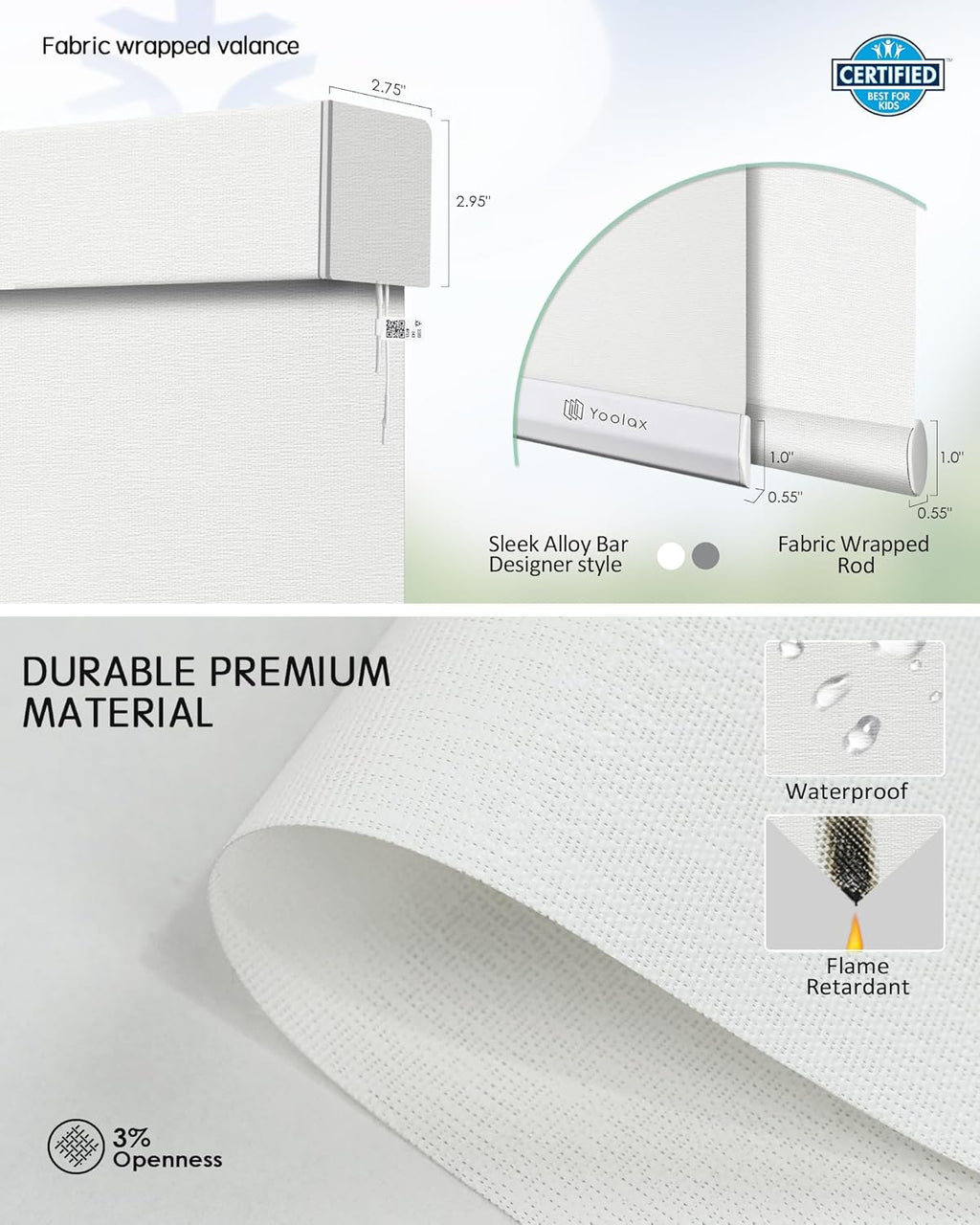 Yoolax Smart Blinds, Motorized Matter Solar Shades Flame Resistat Automatic Blinds for Windows Motorized Shades Compatible with Alexa, Google Home, Homekit(Solar-3% Openness Milky White)